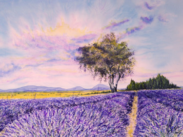 Painting titled "Drome provençale" by Jean Marc Collombat, Original Artwork, Watercolor