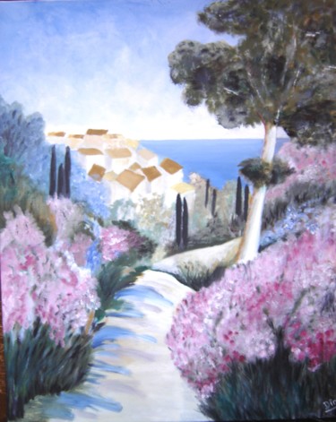 Peinture intitulée "village-provencal" par Nadine Bichon, Œuvre d'art originale, Huile