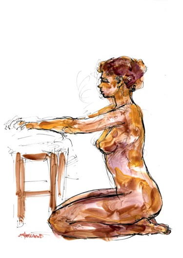 Peinture intitulée "A4 2015 oct 4" par Christian Rolland, Œuvre d'art originale, Gouache