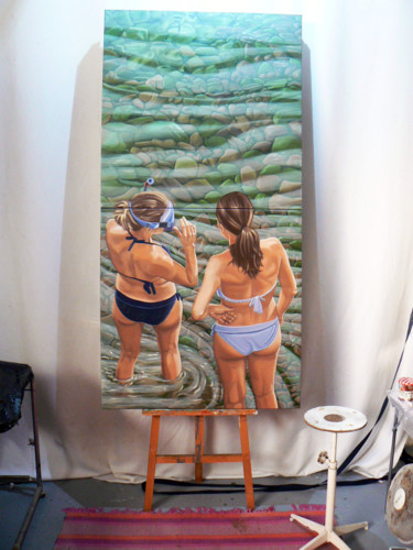 Painting titled "petite discussion e…" by Laurent Descurninges, Original Artwork, Oil