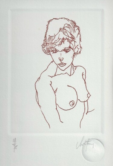 Printmaking titled "Buste" by André Colpin, Original Artwork, Etching