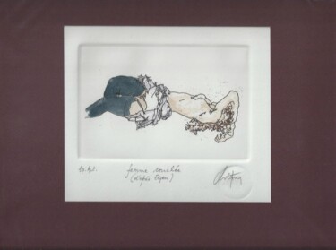 Printmaking titled "Femme couchée (d'ap…" by André Colpin, Original Artwork, Etching