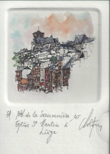 Printmaking titled "Liège - Boulevard d…" by André Colpin, Original Artwork, Etching