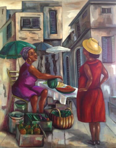Peinture intitulée "MARCHE DE  POINTE A…" par Cathy Belleville, Œuvre d'art originale, Huile