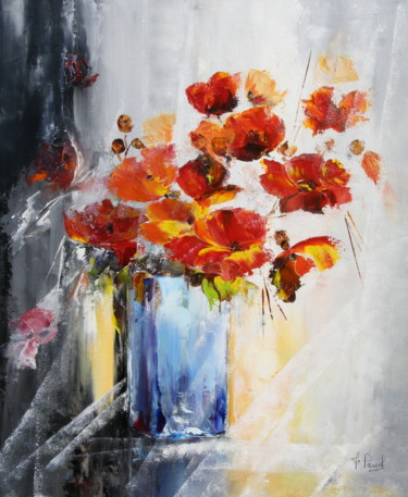 Peinture intitulée "LE VASE BLEU" par Françoise Pascal, Œuvre d'art originale, Huile