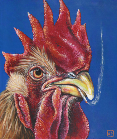 Schilderij getiteld "Doobie Bird Daydream" door Janice Serilla, Origineel Kunstwerk, Acryl
