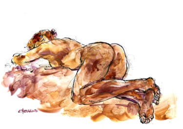 Peinture intitulée "A4 2015 oct 7" par Christian Rolland, Œuvre d'art originale, Gouache