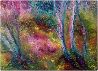 绘画 标题为“Les arbres bleus” 由Anne Brigaud, 原创艺术品