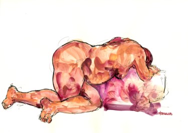 Peinture intitulée "A4 2015 oct 8" par Christian Rolland, Œuvre d'art originale, Gouache