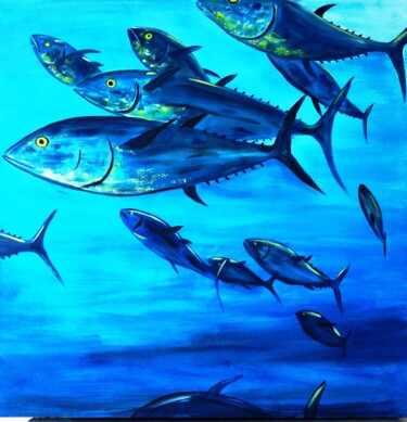 Peinture intitulée "bande-de-thons.jpg" par Claude Degret, Œuvre d'art originale, Acrylique