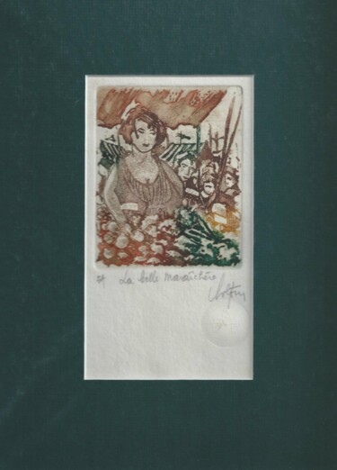 Printmaking titled "La belle maraîchère" by André Colpin, Original Artwork, Etching
