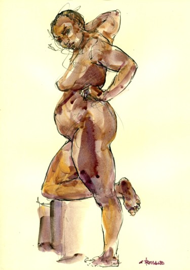 Peinture intitulée "A4 2015 oct 10" par Christian Rolland, Œuvre d'art originale, Gouache