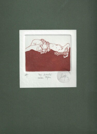 Printmaking titled "Nu couché selon Egon" by André Colpin, Original Artwork, Etching