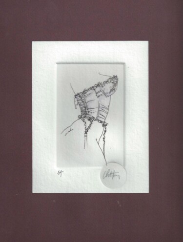 Printmaking titled "La guêpière aquarel…" by André Colpin, Original Artwork, Etching