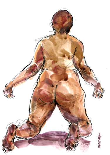 Peinture intitulée "A5 2015 oct 4" par Christian Rolland, Œuvre d'art originale, Gouache