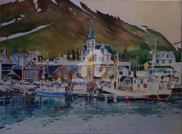 Le port d'Husavik en Islande,