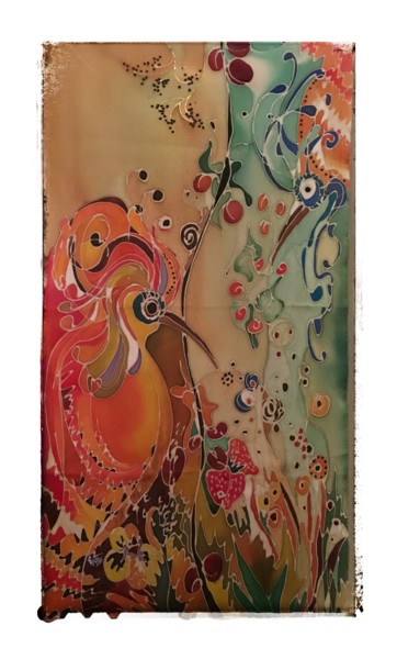 Textile Art titled "100% silk painting…" by Marzena Walczuk, Original Artwork, Fabric
