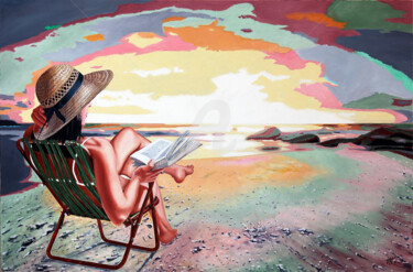 Peinture intitulée "la liseuse" par Jean-Jacques Venturini, Œuvre d'art originale, Huile Monté sur Châssis en bois