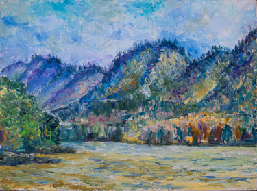Painting titled "Katun the river" by Nina Belanova, Original Artwork, Oil