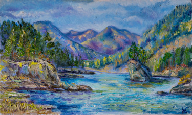 Painting titled "Autumn in a mountai…" by Nina Belanova, Original Artwork