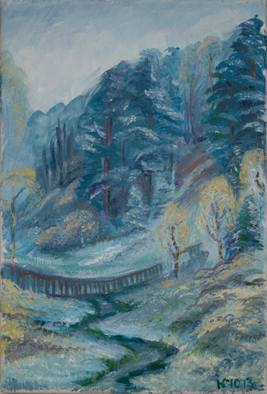 Painting titled "First snow" by Nina Belanova, Original Artwork