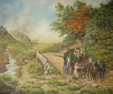 Peinture intitulée "Le passager oublié" par Jacques Moncho (Art d'antan), Œuvre d'art originale, Huile