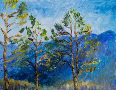 Painting titled "Singing pines" by Nina Belanova, Original Artwork, Oil