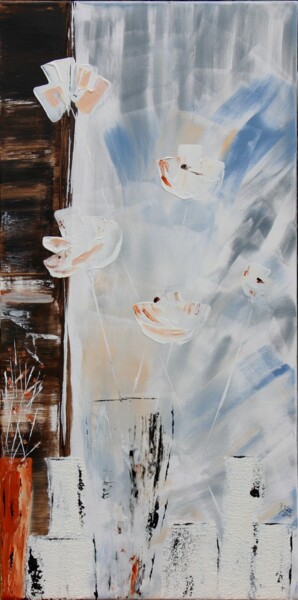 Peinture intitulée "white flowers" par Brigitte Kölli, Œuvre d'art originale, Acrylique