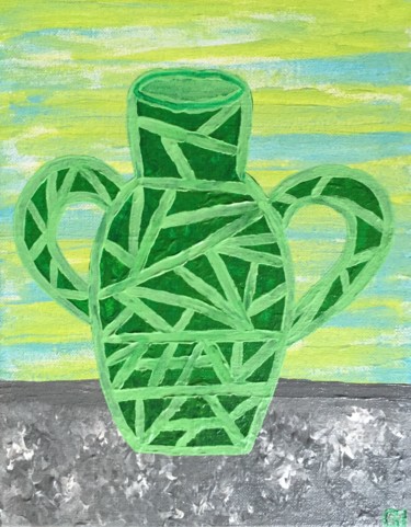 The vase on the table Peinture intitulée "The vase on the tab…" par Giart, Œuvre d'art originale, Acrylique