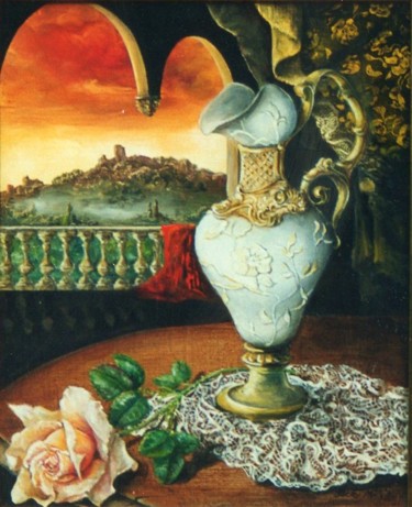 Painting titled "Douce quietude" by Jacques Moncho (Art d'antan), Original Artwork, Oil