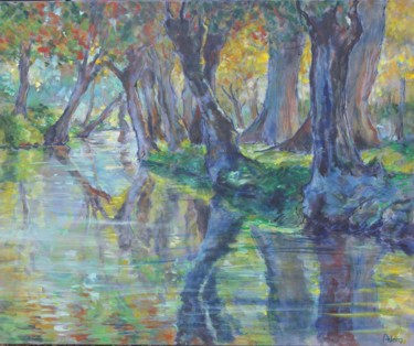 Peinture intitulée "Reflets d'automne" par Michel Adam, Œuvre d'art originale, Acrylique