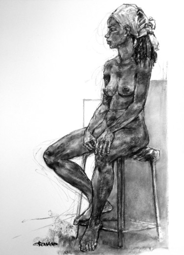 Dessin intitulée "fusain 2015 oct 6" par Christian Rolland, Œuvre d'art originale, Fusain