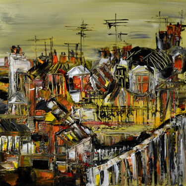 Malerei mit dem Titel "Habiter la ville" von Muriel Cayet, Original-Kunstwerk, Acryl