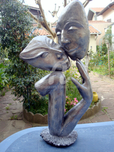 Sculpture titled "Fragile équilibre d…" by Christine Dupont, Original Artwork, Terra cotta