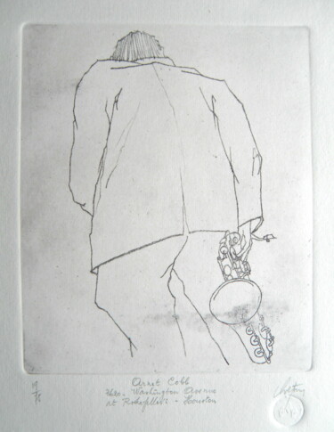 Printmaking titled "Arnet Cobb - Washin…" by André Colpin, Original Artwork, Etching
