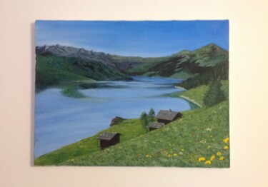 Peinture intitulée "Lac de Roselend" par Kriss, Œuvre d'art originale, Huile