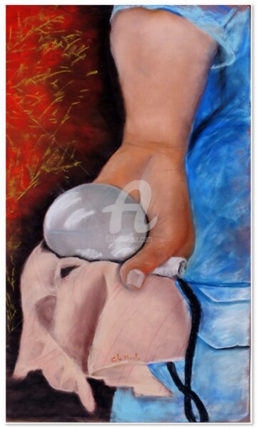 Peinture intitulée "La Pétanque" par Chantal Le Mesle, Œuvre d'art originale, Pastel