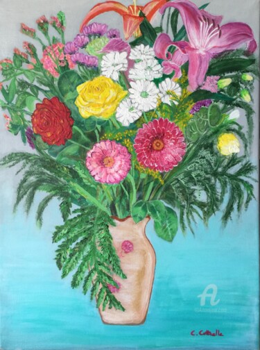 Peinture Souvenir d'un bouquet Peinture intitulée "Peinture Souvenir d…" par Christelle Cottrelle, Œuvre d'art originale, Acrylique Monté sur Châssis en bo…