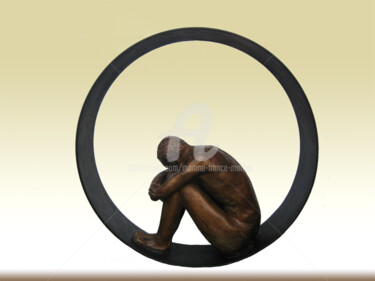 homme cercle Sculpture intitulée "homme cercle" par Martine France Moreau, Œuvre d'art originale, Bronze