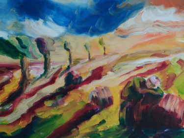 Peinture intitulée "Meules" par Marc Declercq, Œuvre d'art originale, Huile
