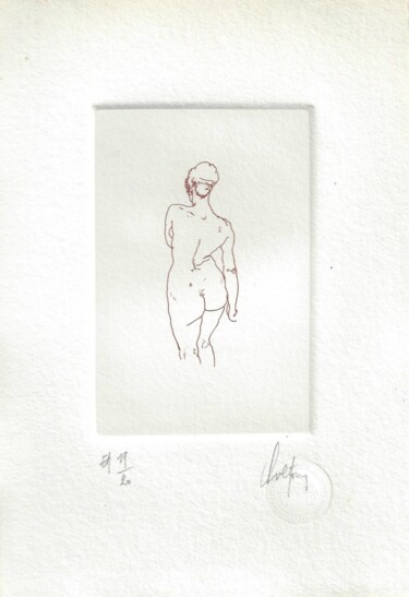 Printmaking titled "Nu de dos" by André Colpin, Original Artwork, Etching