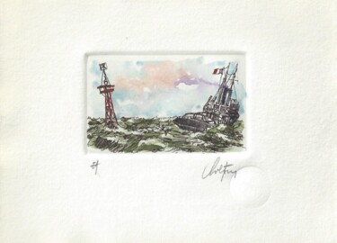 Printmaking titled "Estuaire" by André Colpin, Original Artwork, Etching