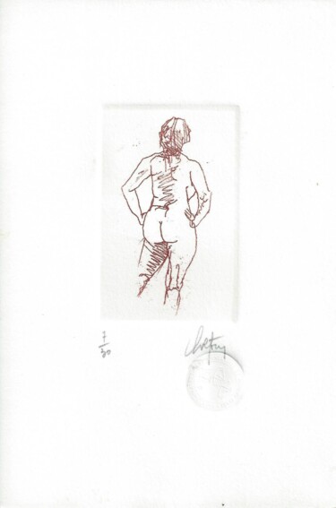 Printmaking titled "Nu de dos" by André Colpin, Original Artwork, Etching