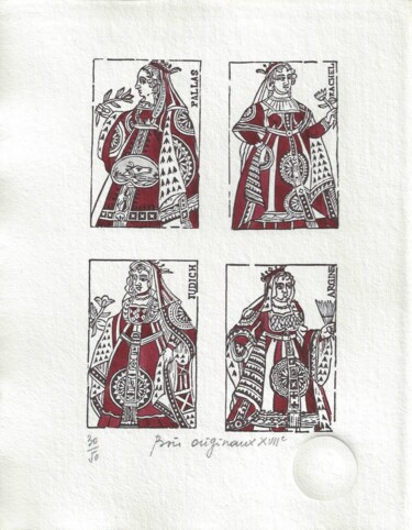 Gravures & estampes intitulée "Jeu de cartes impri…" par André Colpin, Œuvre d'art originale, Eau-forte