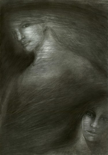 Dessin intitulée "STRANGERS" par Nives Palmić, Œuvre d'art originale, Fusain