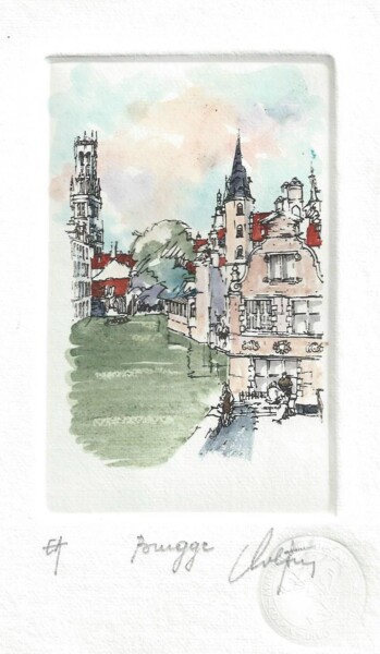 Printmaking titled "Brugge" by André Colpin, Original Artwork, Etching