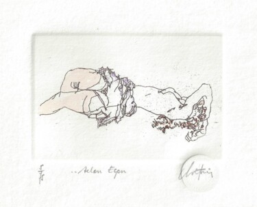 Gravures & estampes intitulée "... selon Egon" par André Colpin, Œuvre d'art originale, Eau-forte