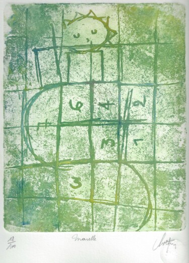 印花与版画 标题为“Marelle en vert” 由André Colpin, 原创艺术品, 蚀刻