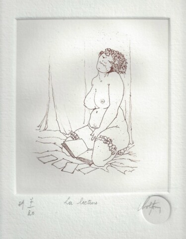 La lecture 印花与版画 标题为“La lecture” 由André Colpin, 原创艺术品, 蚀刻