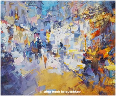 Montmartre at night III 绘画 标题为“Montmartre at night…” 由Alex Hook Krioutchkov, 原创艺术品, 油 安装在木质担架架上